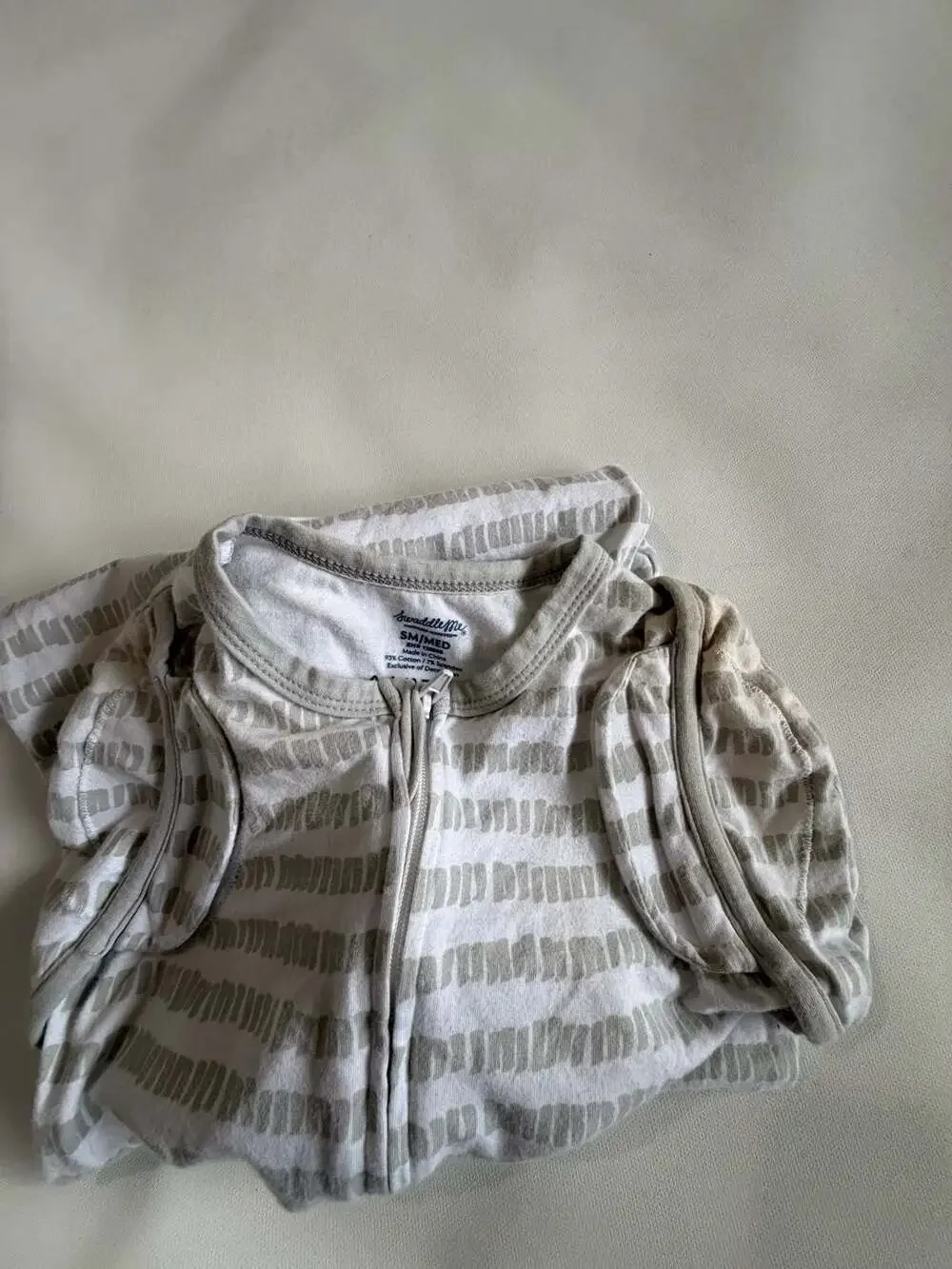 SwaddleMe Baby Gray White Stripe Pod Zip Swaddle Sleep Sack Cotton